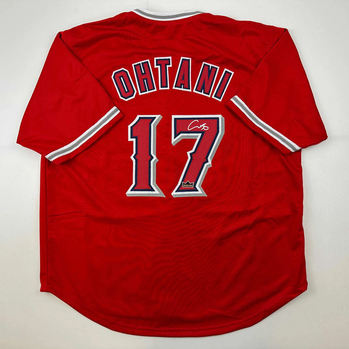 Facsimile Autographed Shohei Ohtani Los Angeles LA Anaheim Red Reprint Jersey XL