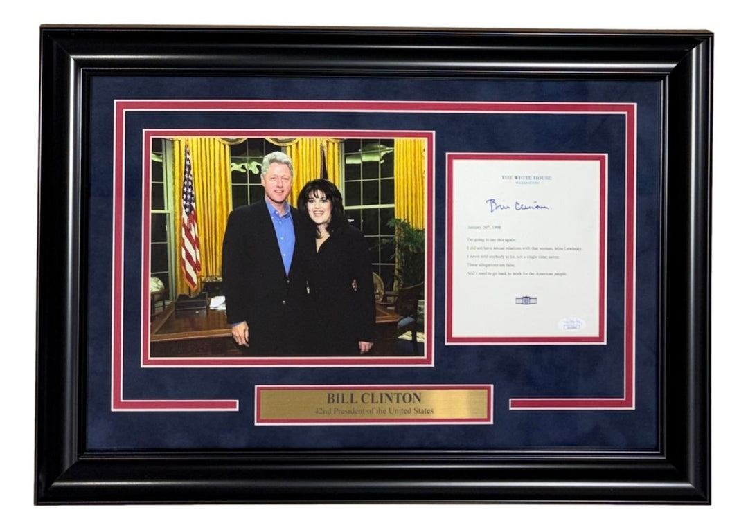 Bill Clinton Signed In Blue Framed White House Letter Monica Lewinsky JSA