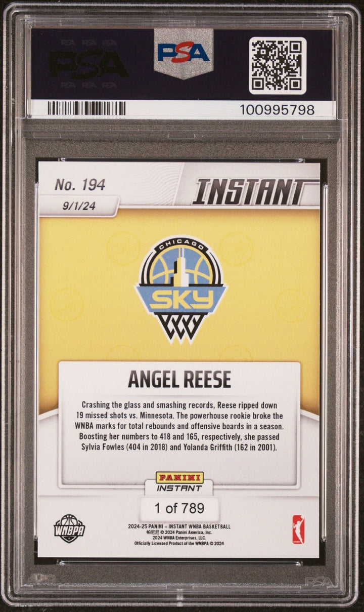 Graded 2024 Panini Instant WNBA Angel Reese #194 Rookie Card PSA 10
