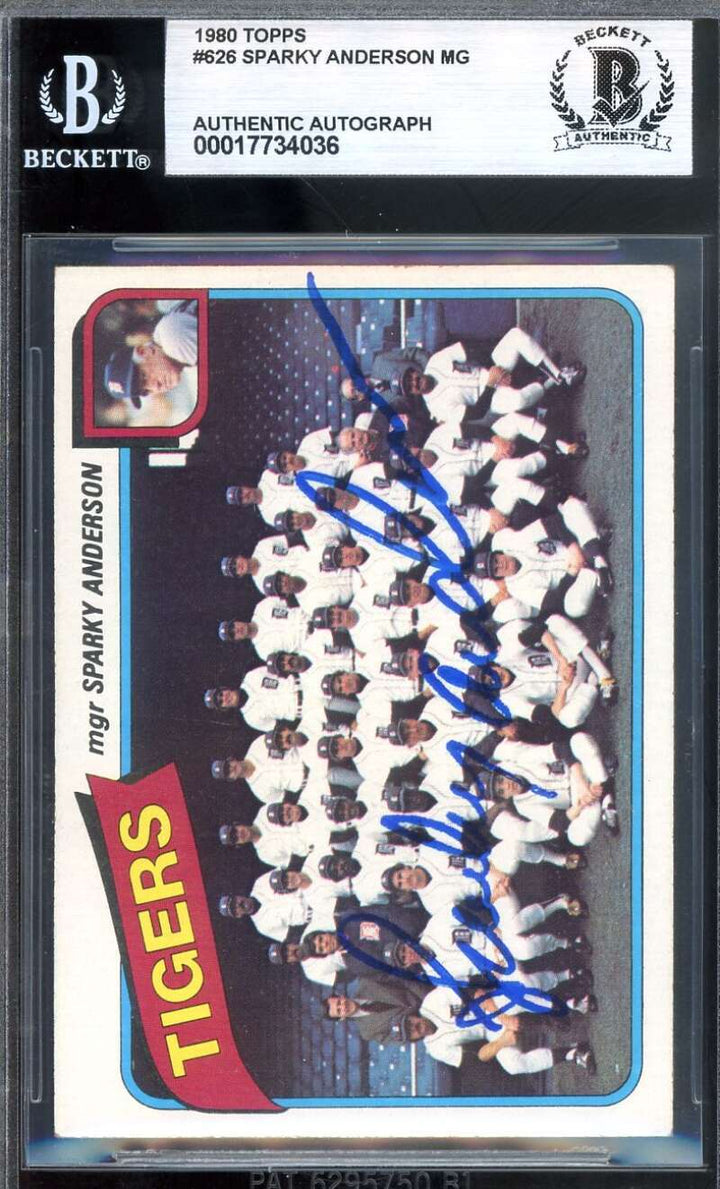 Sparky Anderson Beckett BAS Signed 1980 Topps Autograph
