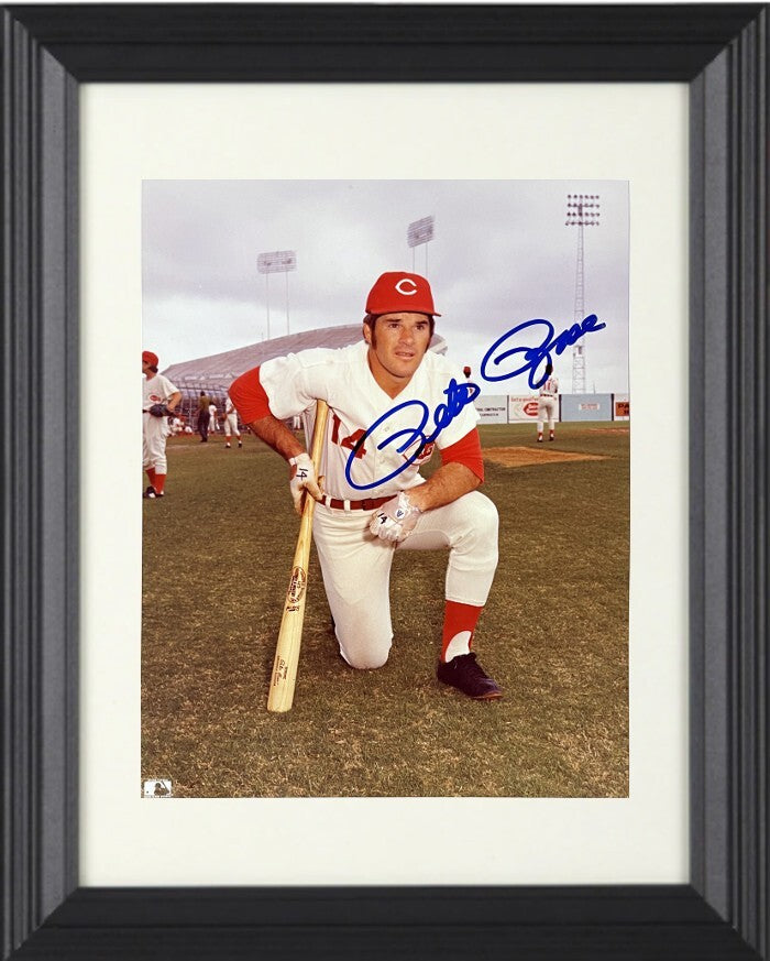 Pete Rose signed Cincinnati Reds MLB 8x10 Photo Framed-Tuff Stuff LOA (HIT KING)