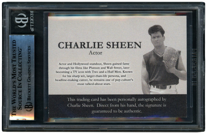 Charlie Sheen Signed Major League Trading Card Rick Vaughn Beckett