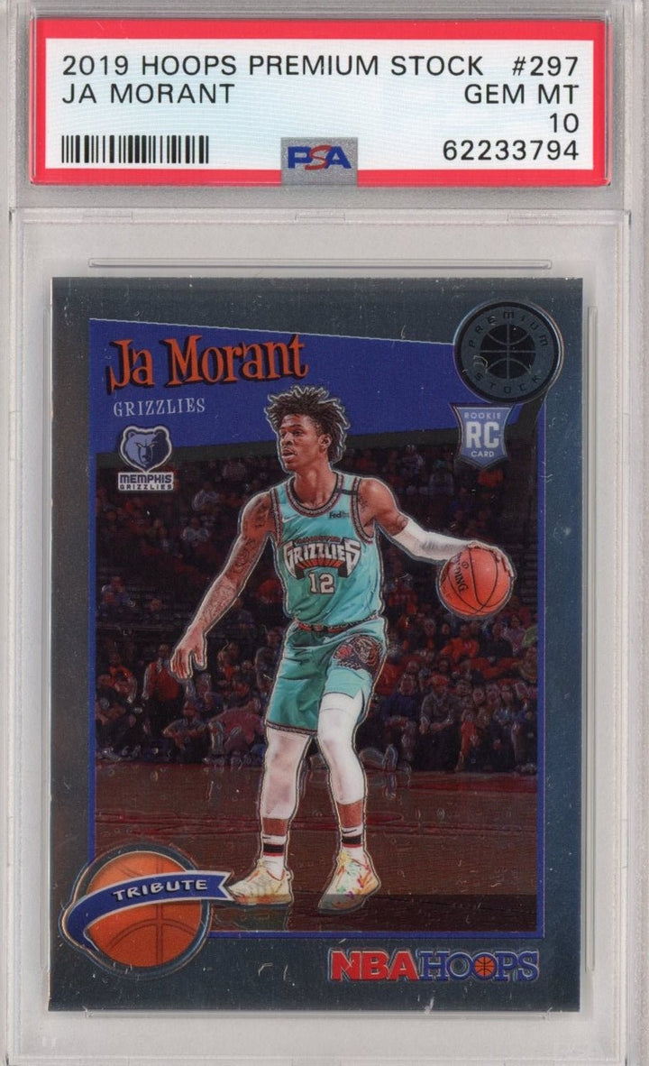 Graded 2019-20 Panini Hoops Premium Stock Ja Morant 297 Rookie Card PSA 10
