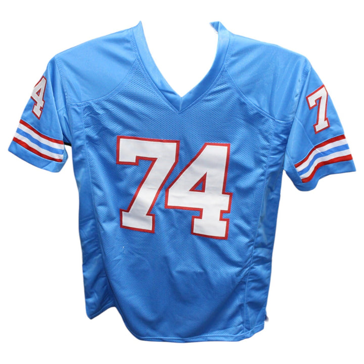 Bruce Matthews Autographed/Signed Pro Style Blue Jersey Beckett 42799