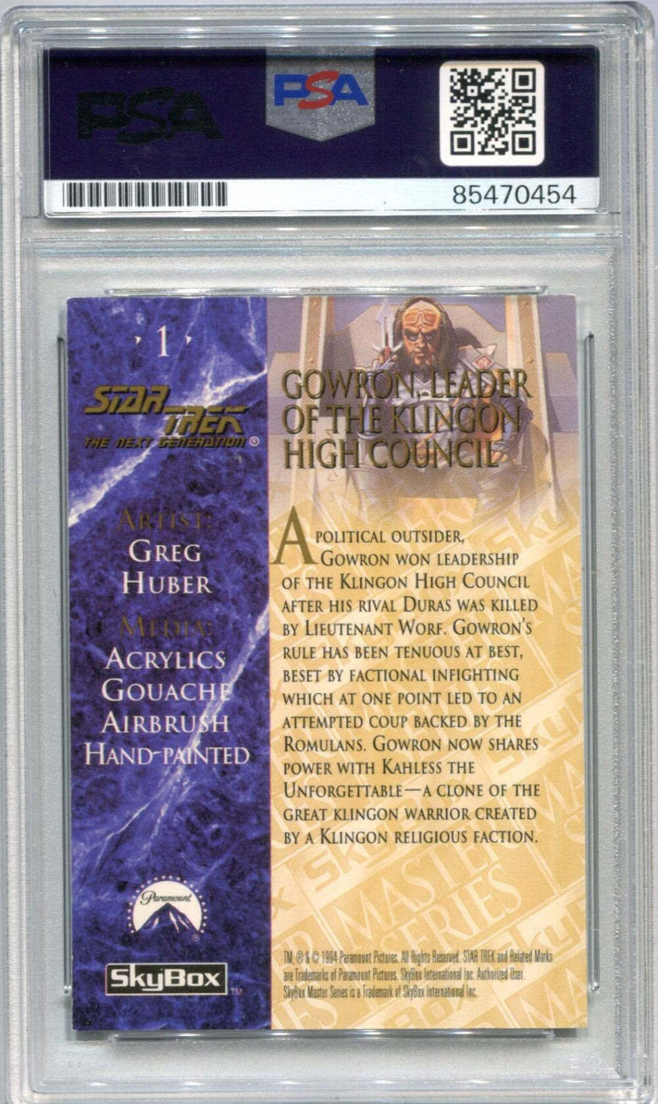 Robert O`reilly 1994 Skybox Star Trek The Next Generation #1 PSA Authentic Auto