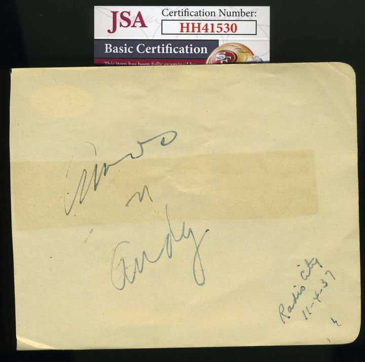 Amos And Andy JSA Coa Signed 1937 Album Page Autograph