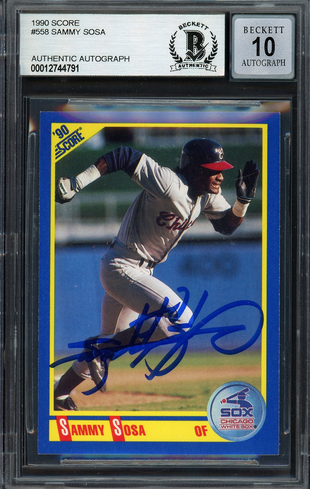 Sammy Sosa Signed 1990 Score RC 558 Chicago White Sox Auto GM 10 Beckett