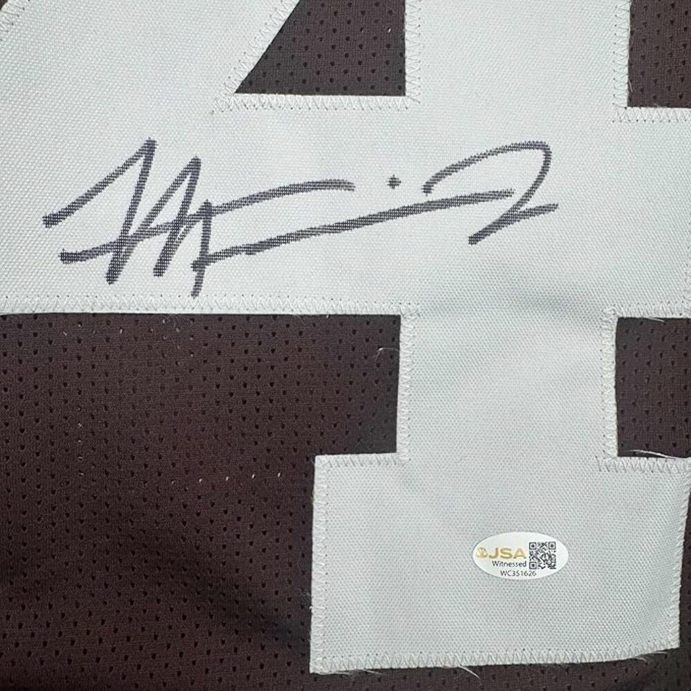 Framed Autographed/Signed Harold Fannin Jr. 35x39 Cleveland Brown Jersey JSA COA