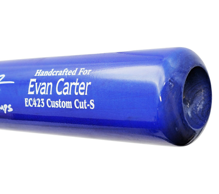Evan Carter Auto Blue Marucci Player Model Baseball Bat Rangers 23 WS Champ BAS