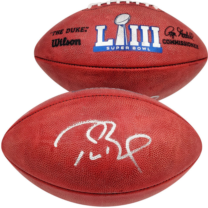 Tom Brady Auto Official NFL Leather Super Bowl LIII Logo Football Fanatics Holo