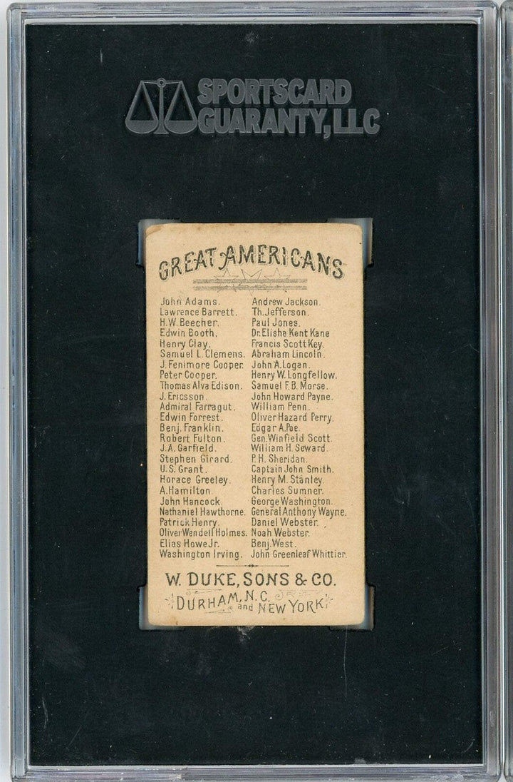 Graded 1888 N76 W Duke Sons Co Great Americans Benjamin West Tobacco Card SGC 4