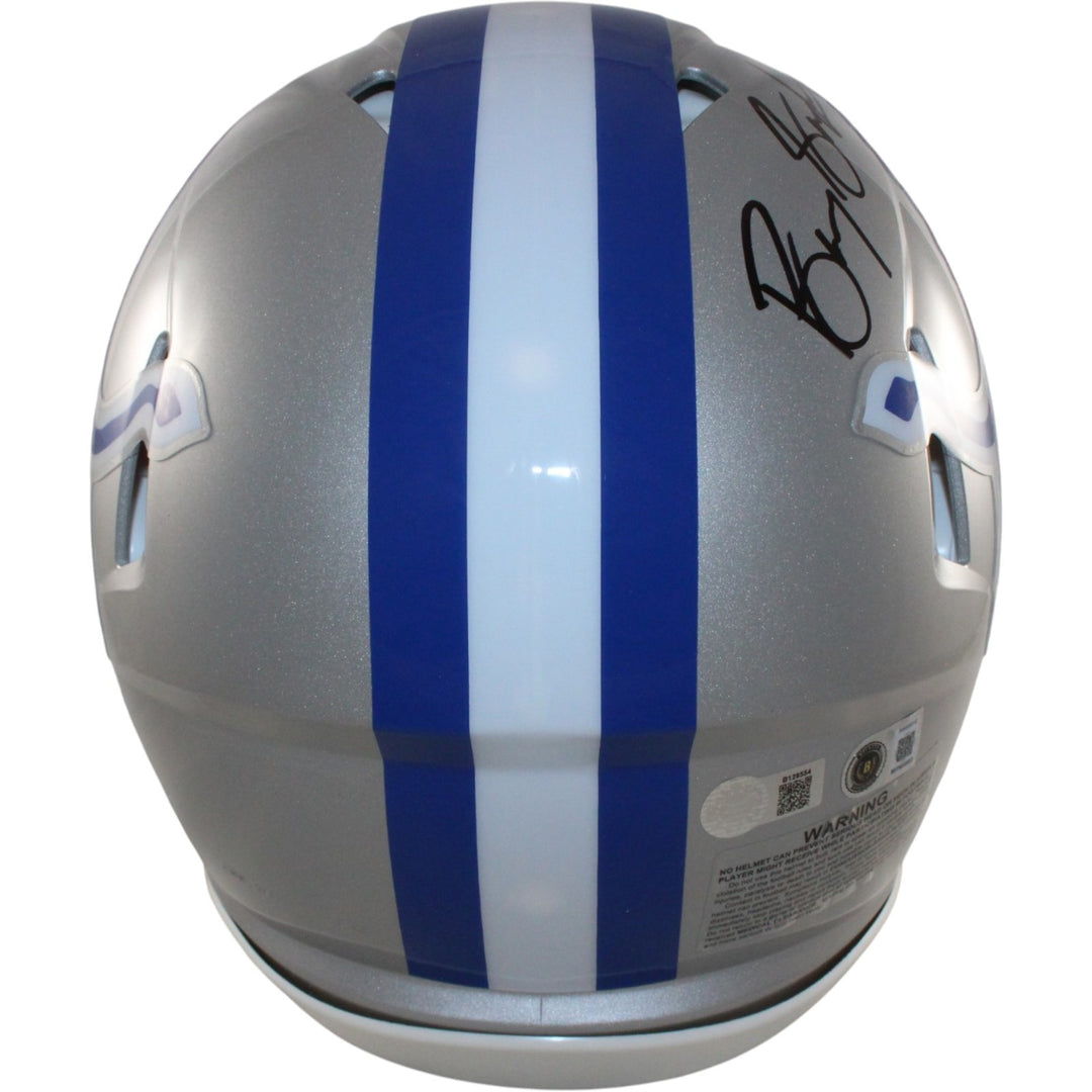 Barry Sanders Autographed Detroit Lions Pro TB Helmet Beckett Witness 58194