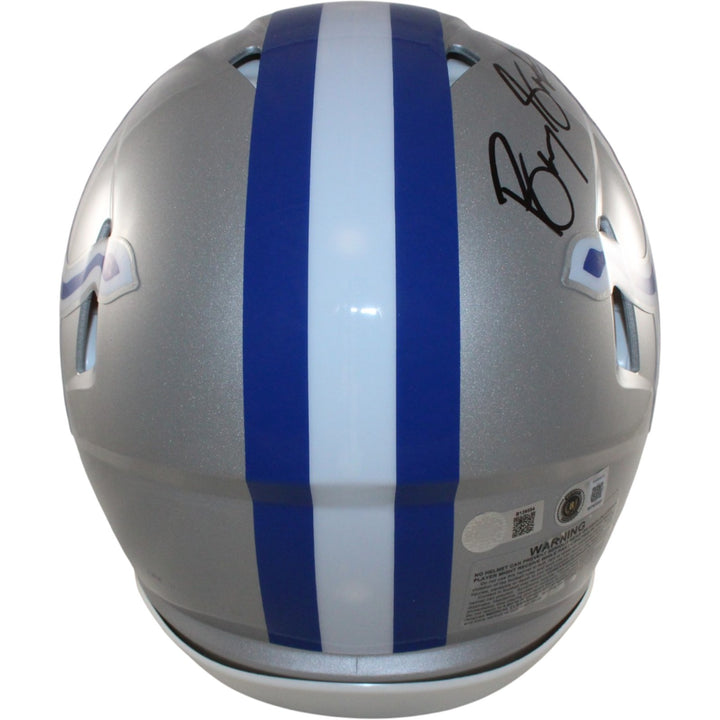Barry Sanders Autographed Detroit Lions Pro TB Helmet Beckett Witness 58194