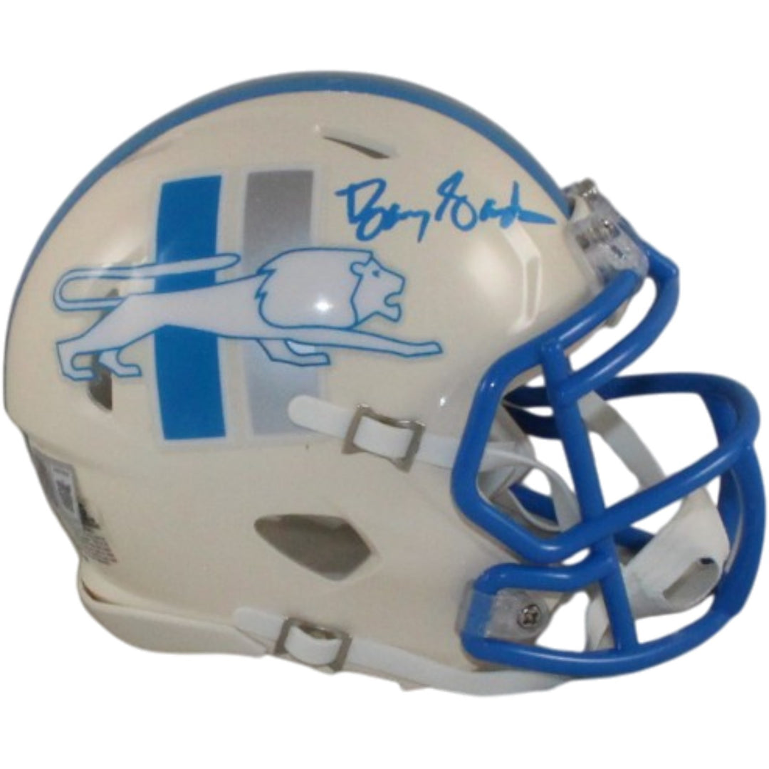 Barry Sanders Autographed Detroit Lions Retro Mini Helmet Beckett Witness 57163