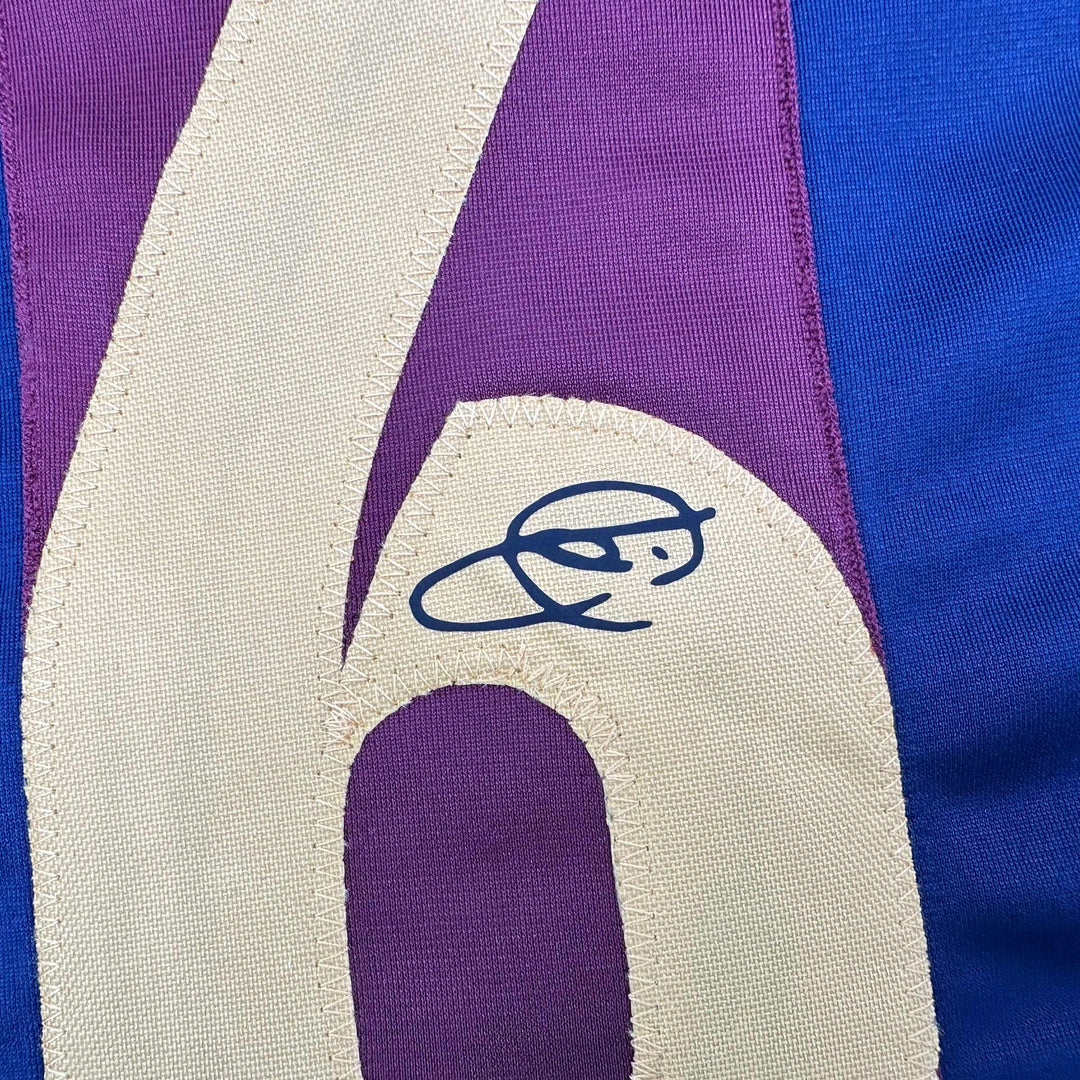 Facsimile Autographed Xavi Hernandez FC Barcelona Blue/Red Reprint Jersey XL