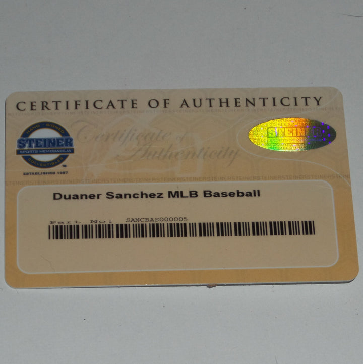 DUANER SANCHEZ SIGNED BALL DIAMONDBACKS PIRATES DODGERS NY METS STEINER AUTO COA