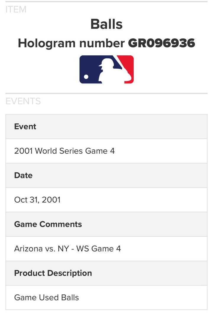 Tino Martinez Signed Game Used 2001 WS Mr November Baseball Auto Yankees MLB