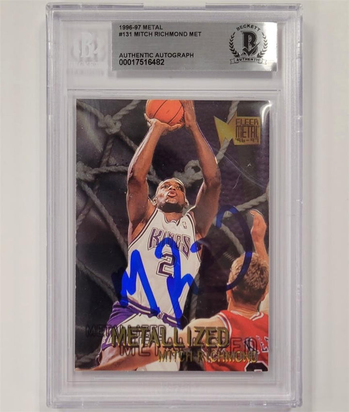 1996-97 Fleer Metal Metallized #131 Mitch Richmond signed card auto Beckett BAS
