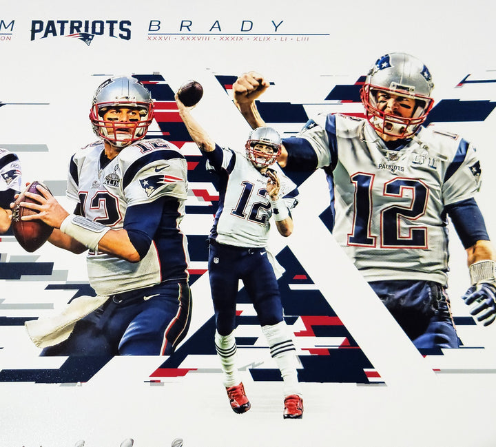 Tom Brady Signed Framed 16x20 Photo Patriots Super Bowl Collage Fanatics Holo