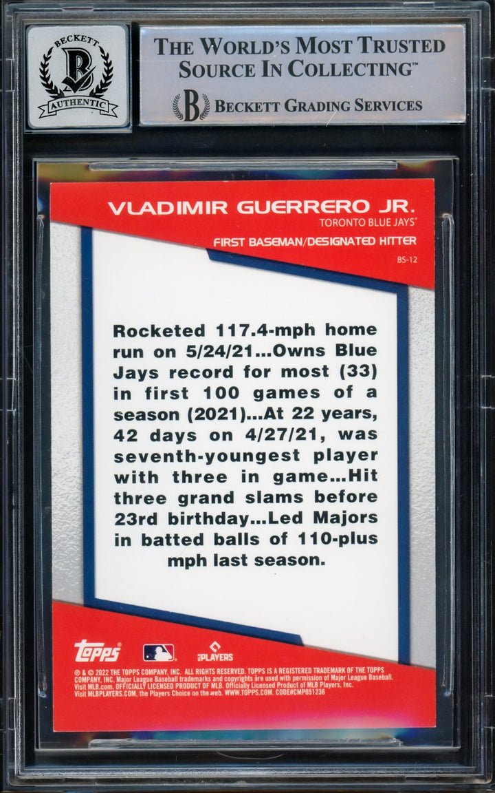Vladimir Guerrero Jr. Signed 2022 Topps Opening Day Card BS-12 Sig 10 Beckett