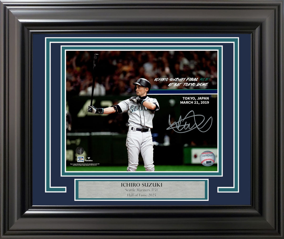 Ichiro Suzuki Signed Framed 8x10 Photo Mariners Tokyo Dome Last Game IS Holo
