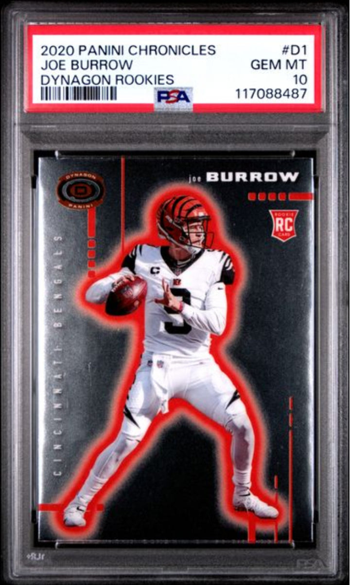 Graded 2020 Panini Chronicles Joe Burrow #D1 Dynagon Rookies Rookie Card PSA 10