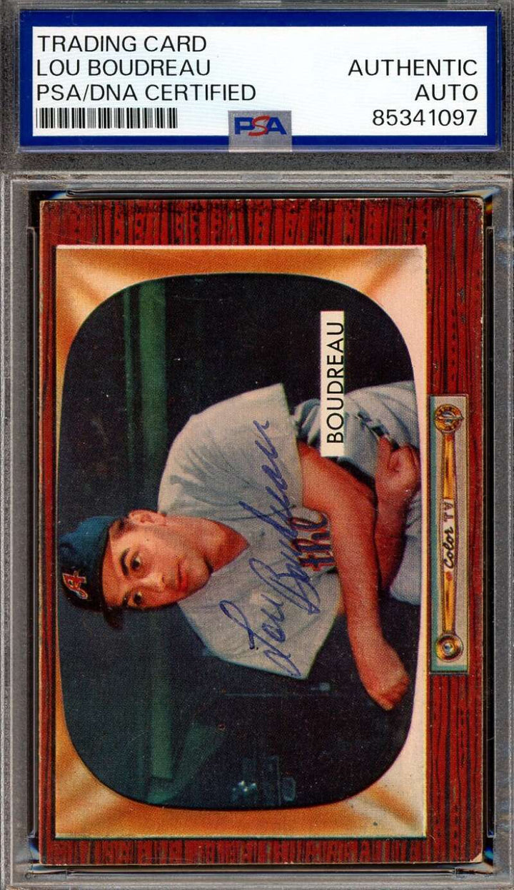 Lou Boudreau PSA DNA Vintage Signed 1955 Bowman Autograph