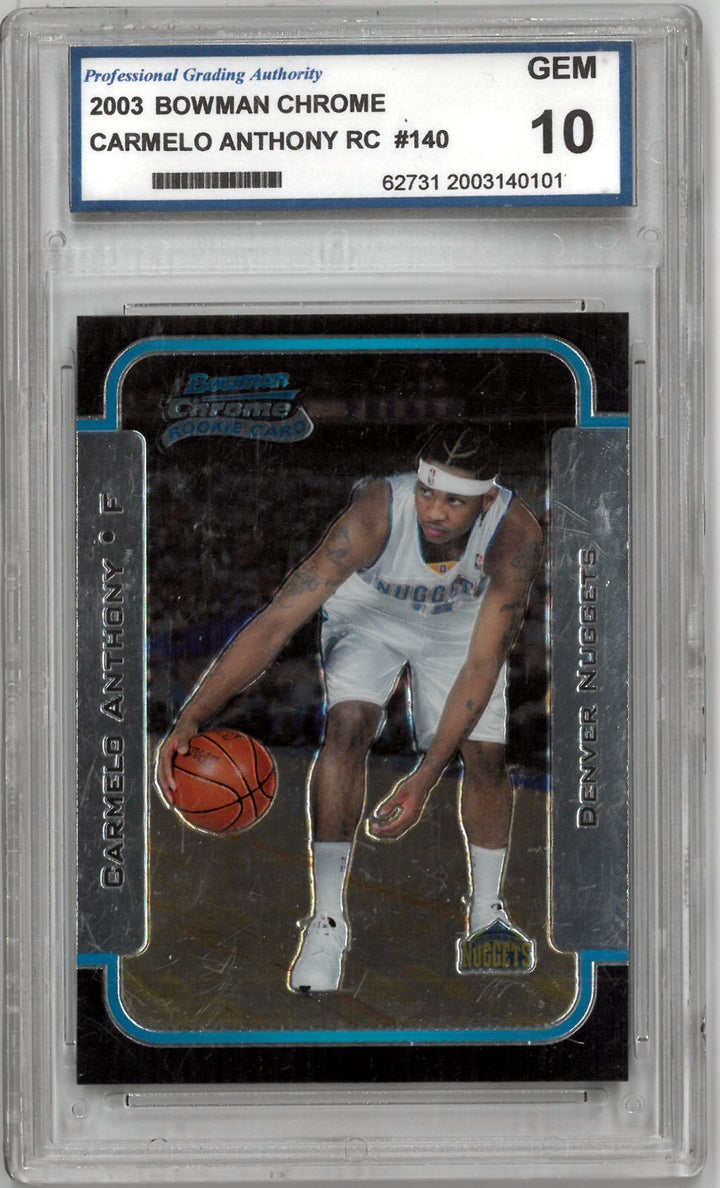 Carmelo Anthony 2003-04 Bowman Chrome Rookie Card (RC) PGA Graded 10 Gem Mint
