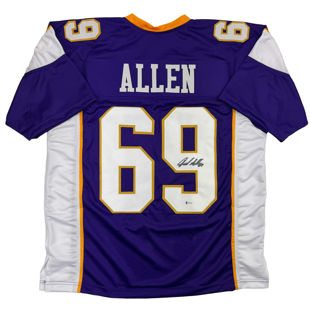 Autographed/Signed Jared Allen Minnesota Purple Jersey Beckett BAS COA