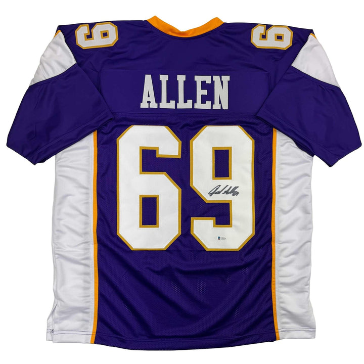 Autographed/Signed Jared Allen Minnesota Purple Jersey Beckett BAS COA