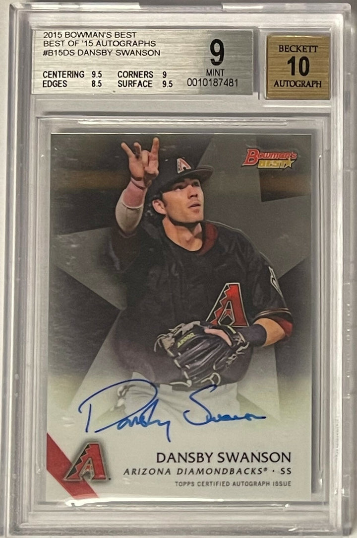 Dansby Swanson signed 2015 Bowman's Best RC- Beckett/BAS Graded 9 Mint/10 Auto