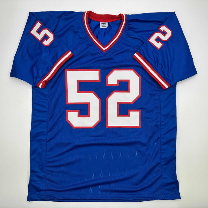 Autographed/Signed Pepper Johnson 2x Champ New York Blue Jersey Beckett BAS COA