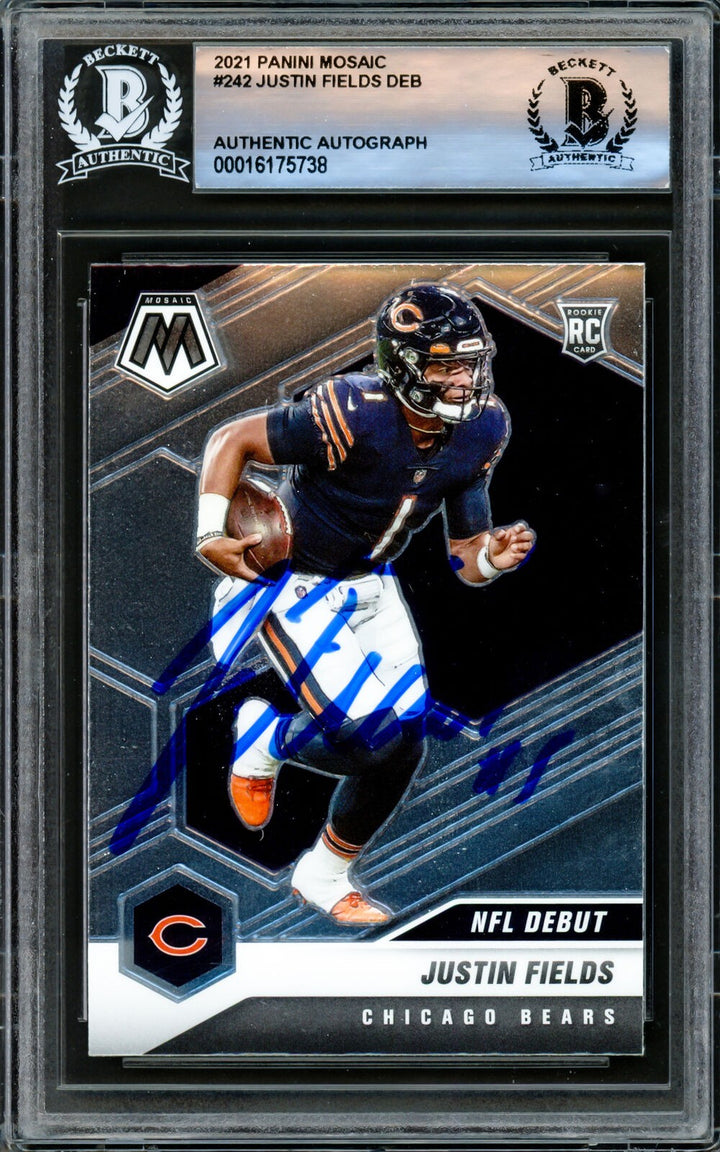 Justin Fields Autographed Signed 2021 Mosaic RC 242 Chicago Bears Beckett