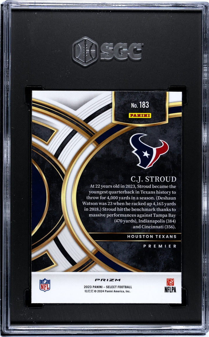 CJ/C.J. Stroud 2023 Panini Select Silver Prizm RC Card #183 SGC Graded 9.5 MINT+