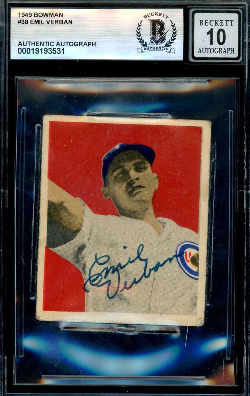 Emil Verban Gem Mint 10 Beckett BAS Signed 1949 Bowman Autograph