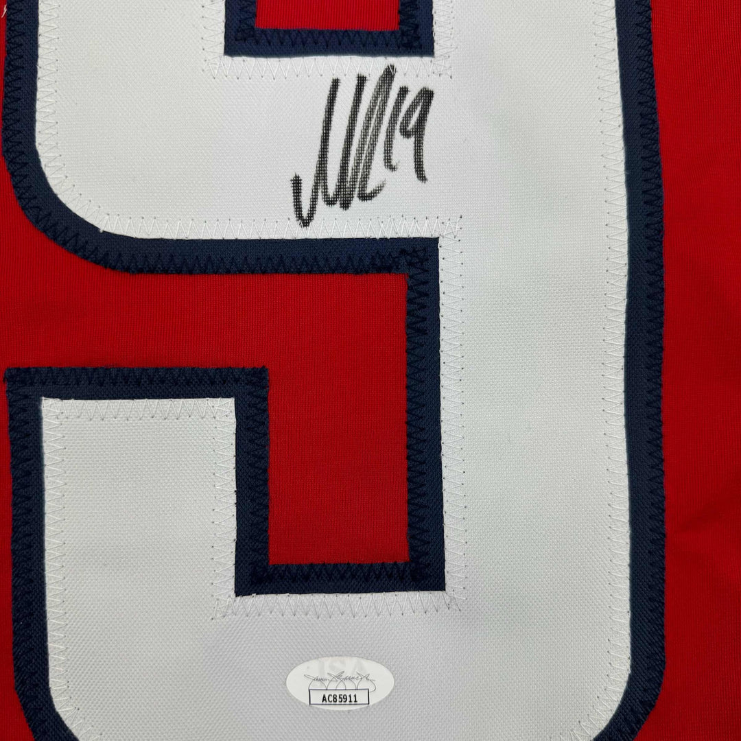 Framed Autographed/Signed Nicklas Backstrom 35x39 Washington Red Jersey JSA COA