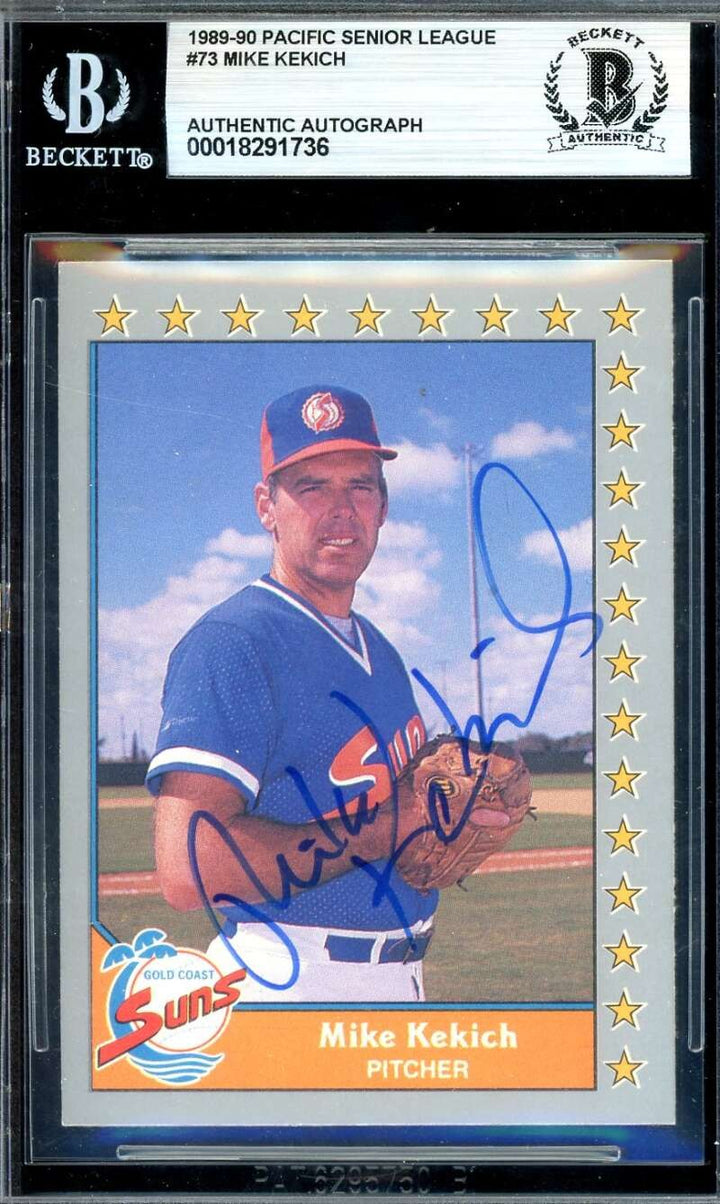 Mike Kekich Beckett BAS Signed 1989-90 Pacific Senior League Autograph