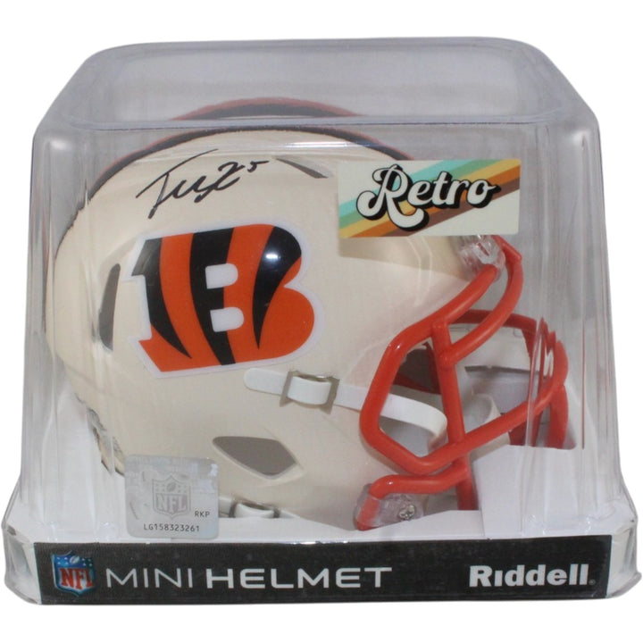 Tee Higgins Autographed Cincinnati Bengals Retro Mini Helmet Beckett WIT 57925