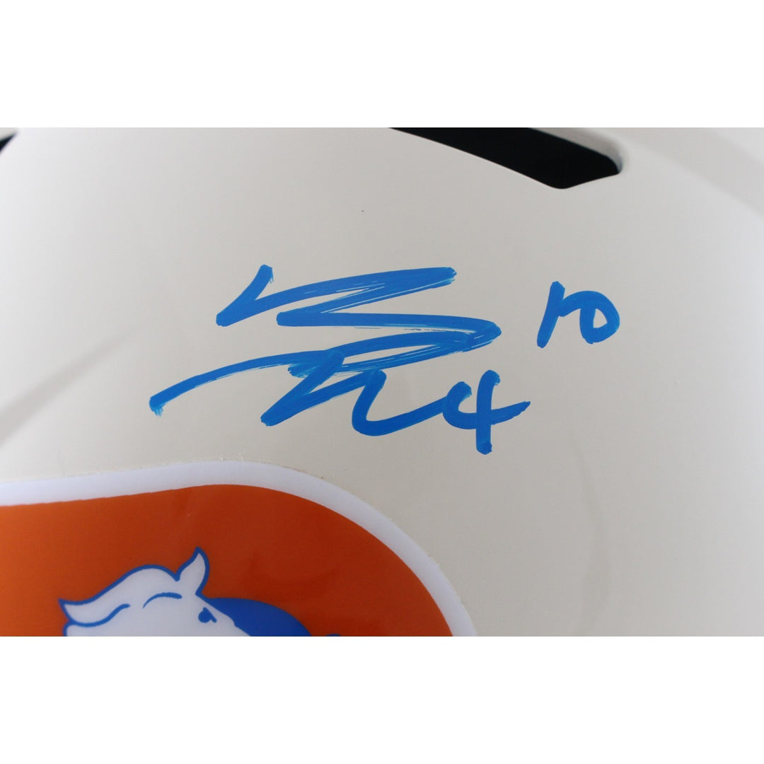 Bo Nix Autographed/Signed Denver Broncos F/S Retro Helmet Beckett Witness 56407