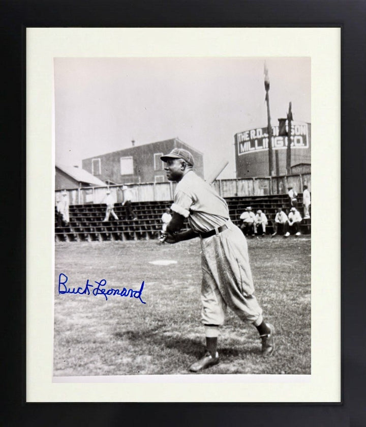 Buck Leonard signed Homestead Grays Negro League 8x10 Photo imperfect Framed-COA