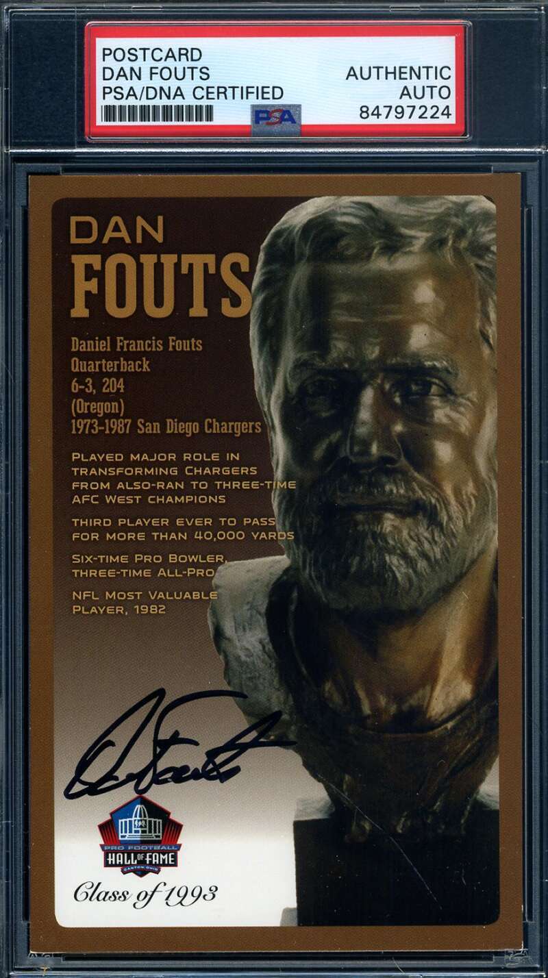 Dan Fouts PSA DNA Signed Hall of Fame Bronze Bust Postcard Autograph