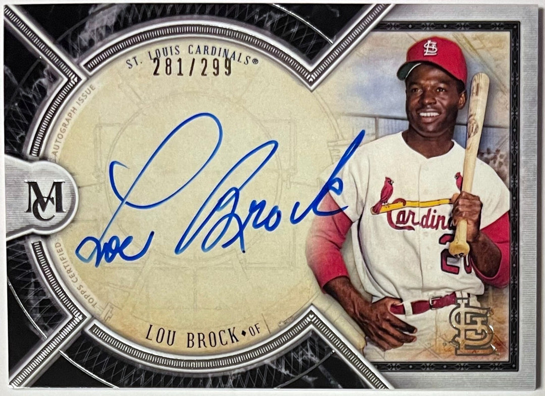 Lou Brock signed 2018 Topps Museum Collection Certfied On Card Auto #AA-LB- /299