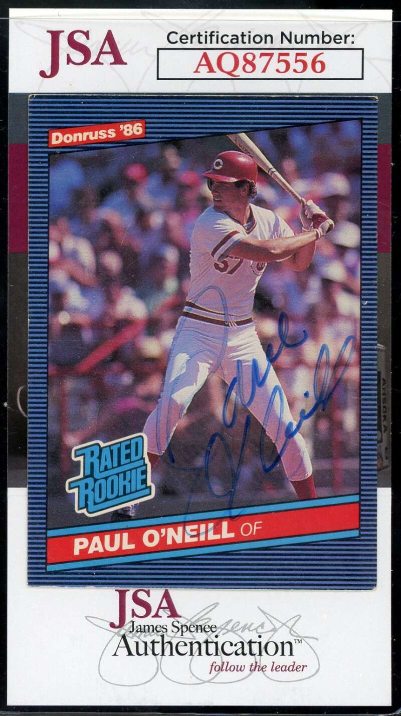 Paul O'Neill JSA Coa Signed 1986 Donruss Rated Rookie Autographed