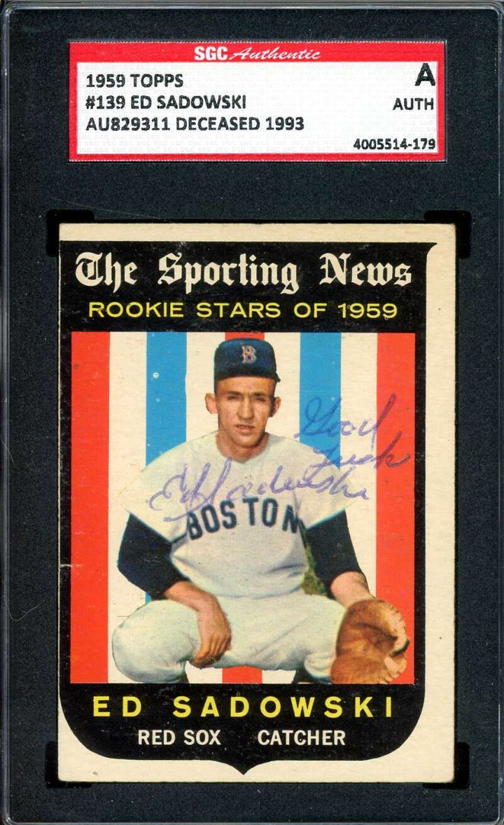Ed Sadowski SGC Coa Signed 1959 Topps Rookie Autograph