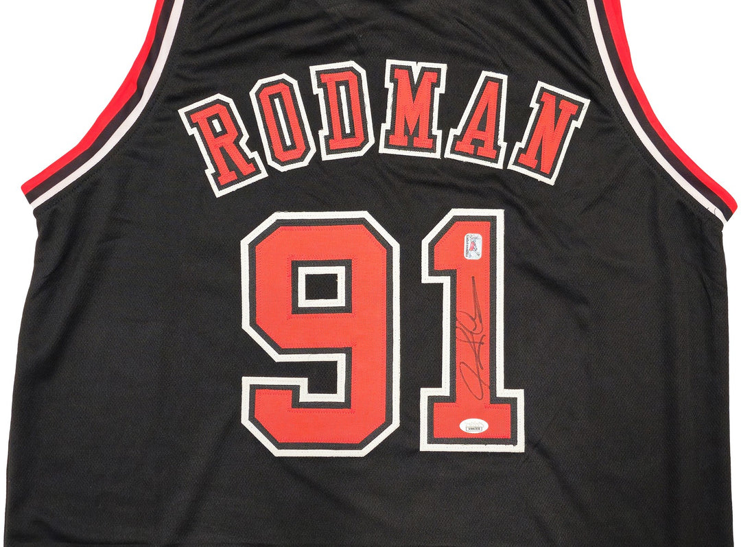 Chicago Bulls Dennis Rodman Autographed Signed Black Jersey JSA