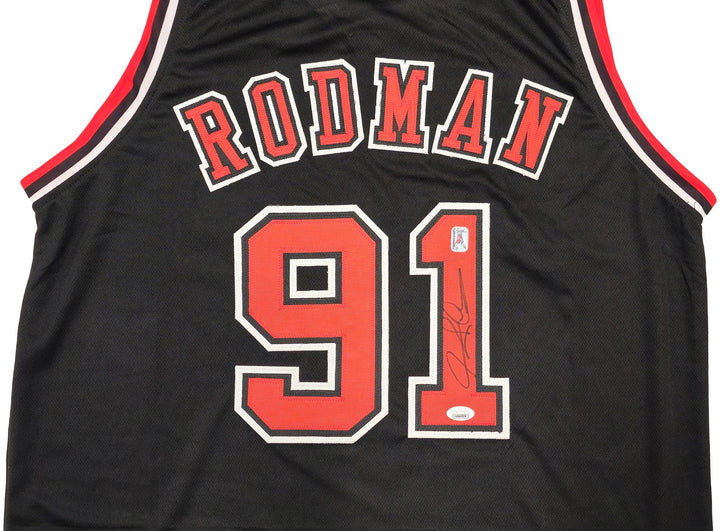 Chicago Bulls Dennis Rodman Autographed Signed Black Jersey JSA