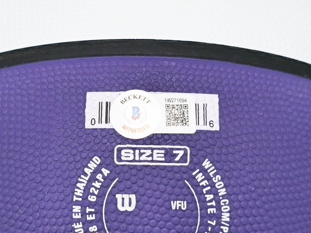 John Stockton Signed Purple & White City Edition Basketball Jazz Beckett Wit