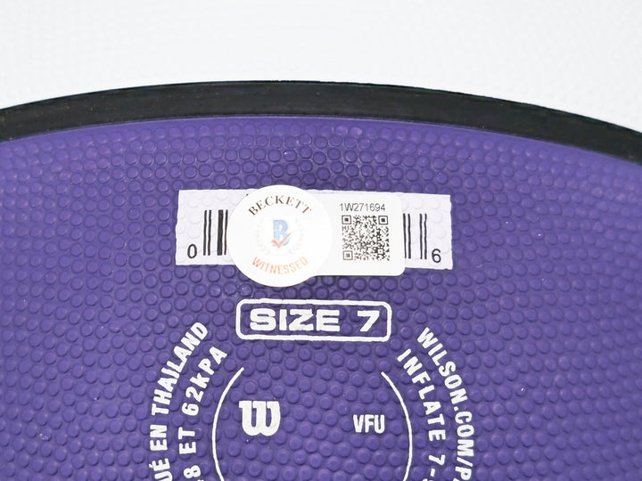 John Stockton Signed Purple & White City Edition Basketball Jazz Beckett Wit