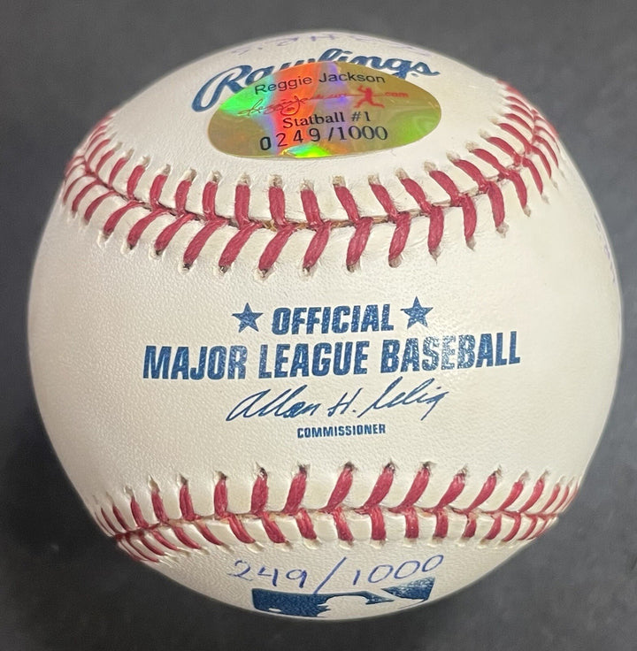 Reggie Jackson Signed 17 Stat Baseball Hof Mvp 563 Autograph RJ.com COA LE /1000