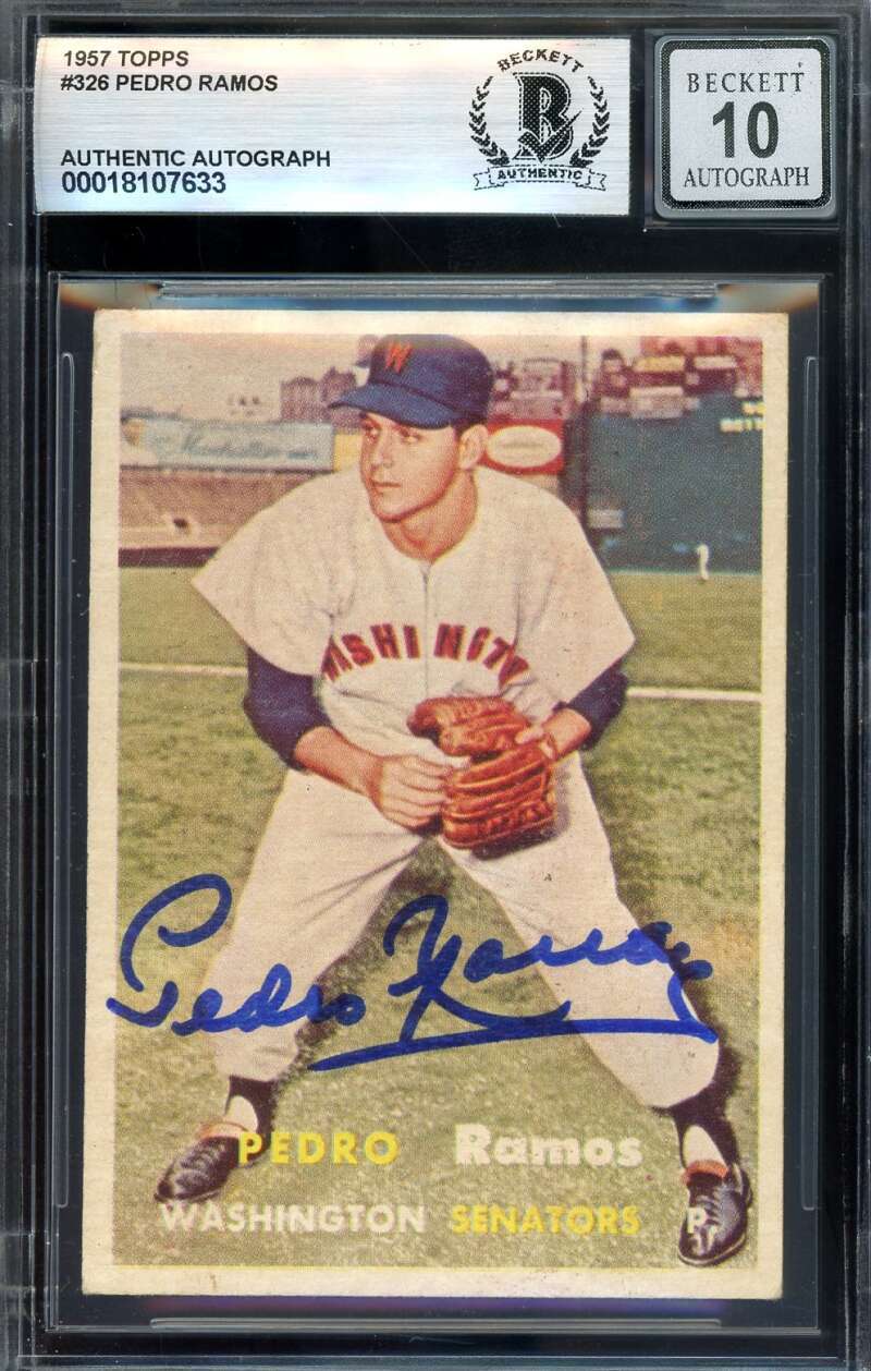 Pedro Ramos Gem Mint 10 Beckett BAS Signed 1957 Topps Autograph